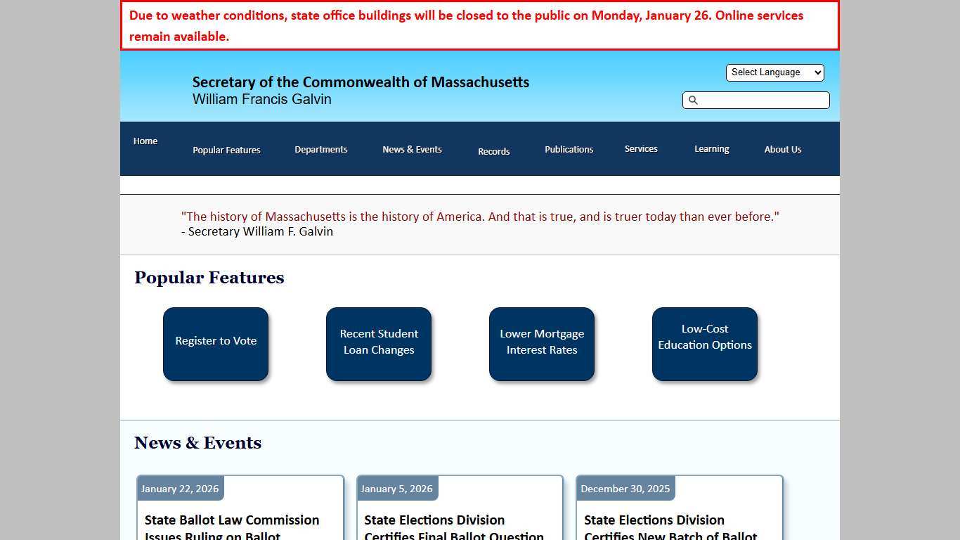 Secretary of the Commonwealth of Massachusetts