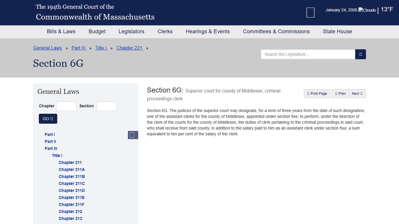 General Law - Part III, Title I, Chapter 221, Section 6G